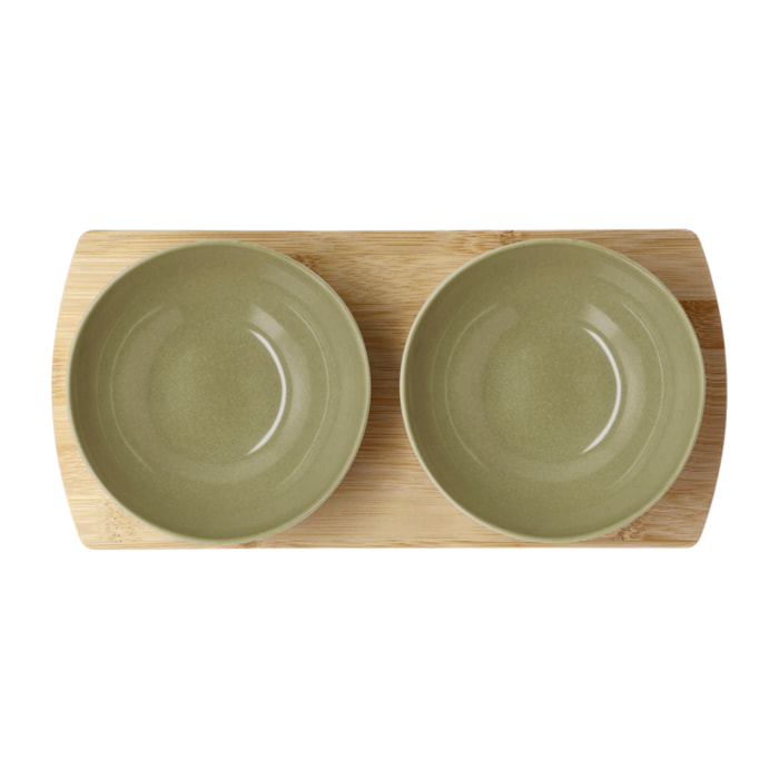 Plateau en bambou avec 2 bols Shoku