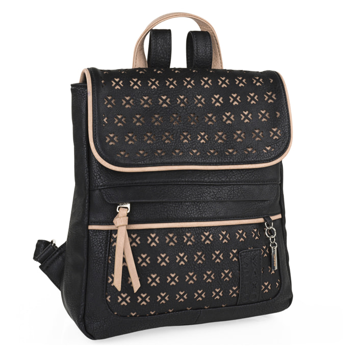 Bolso Mochila Mujer Skpat Crosses Negro-Taupe