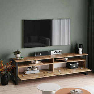 Mobile porta TV Dpirozz, Credenza da soggiorno, Armadio basso per TV, Base parete attrezzata, 180x36h56 cm, Quercia