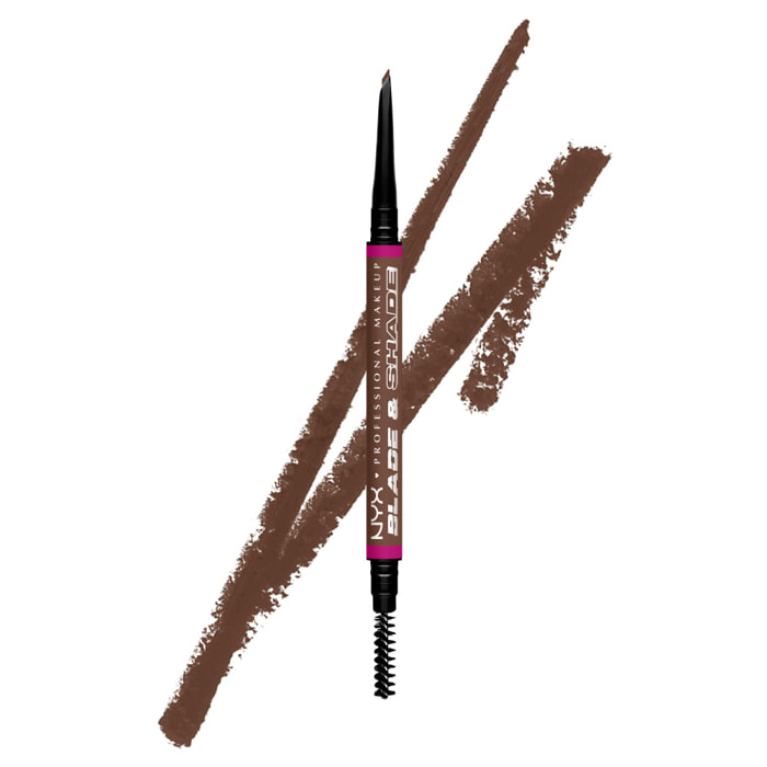 NYX Professional Makeup Blade & Shade, Crayon sourcils double embout, tenue jusqu'à 16h, Chocolate