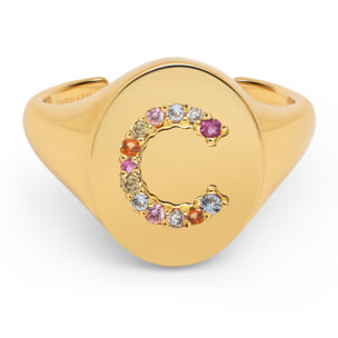 Anelli Personalized Signet Letter Colors Placcato Oro