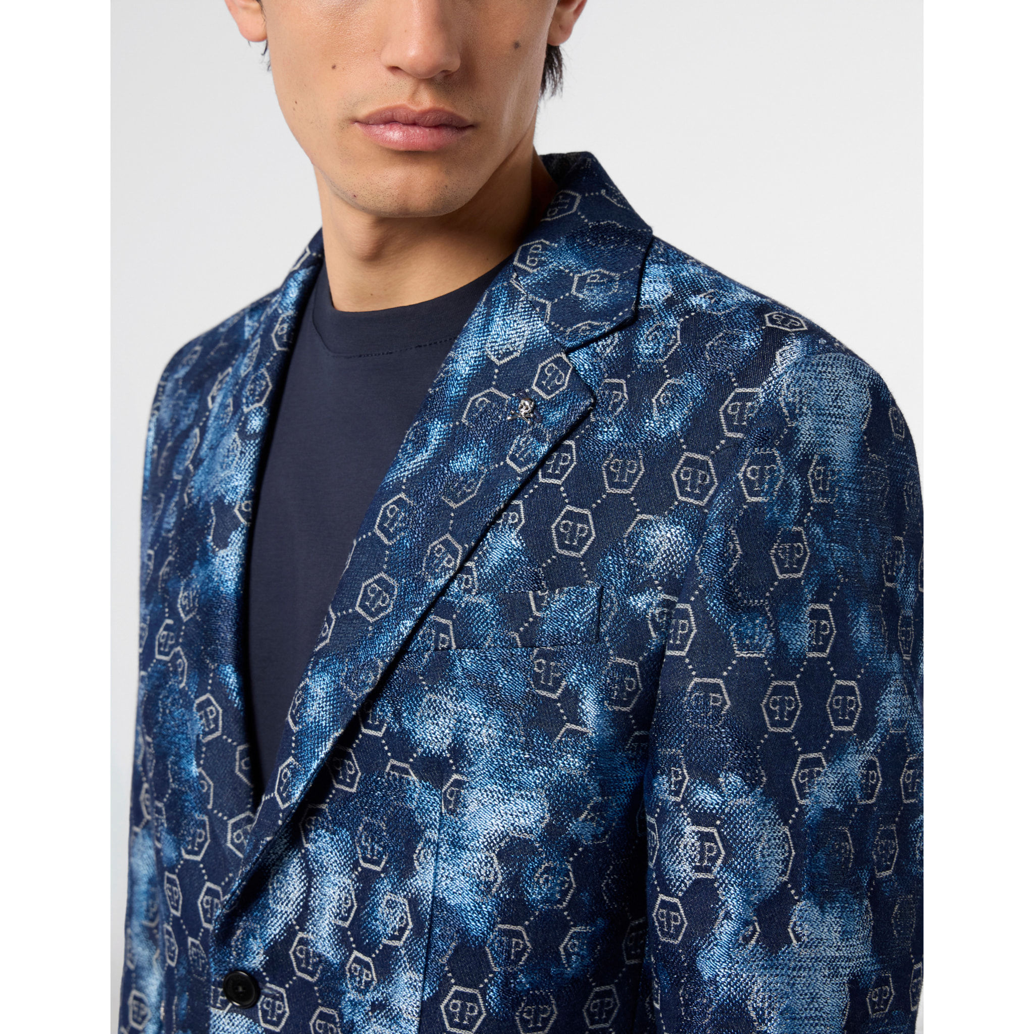 PHILIPP PLEIN Jacquard Denim Blazer Monogram