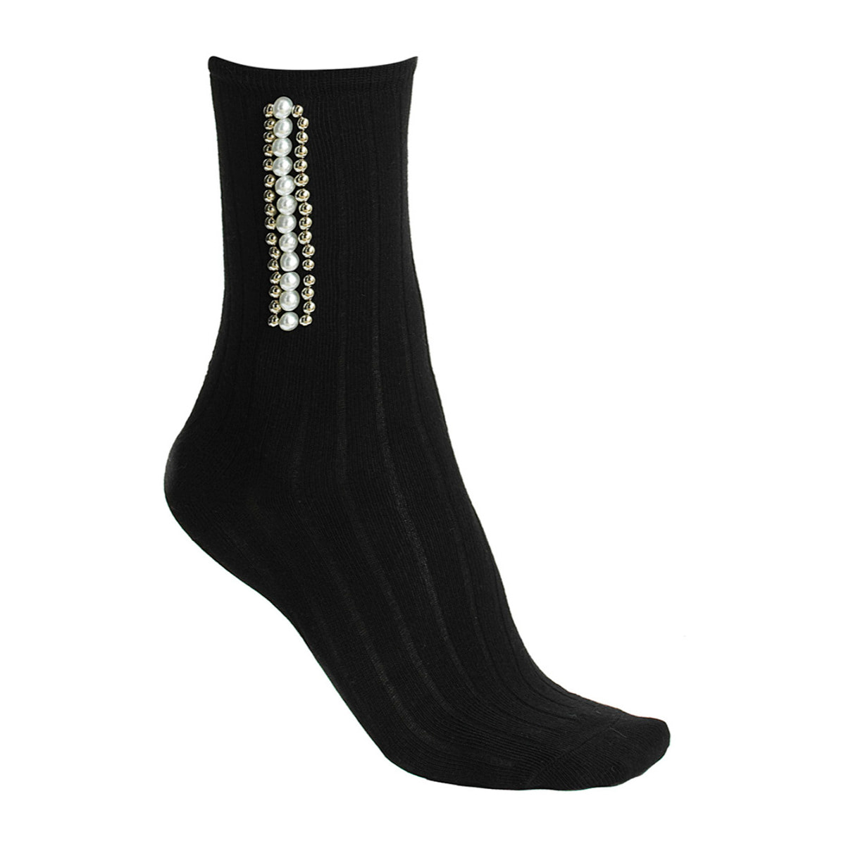 CALZINO JULIA CON MOTIVO A RIGHE E APPLICAZIONI LATERALI