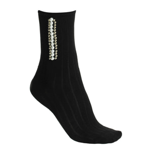 CALZINO JULIA CON MOTIVO A RIGHE E APPLICAZIONI LATERALI