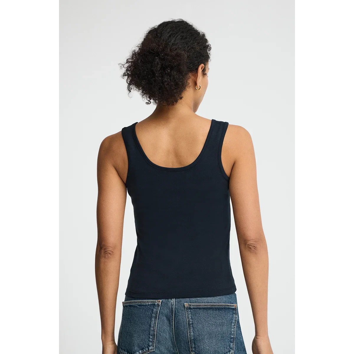 Canotta a bretelle blu marino slim fit con ricamo Rigby Go