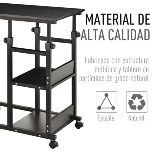 Mesa Auxiliar de Sofá con 4 Ruedas 80x40x75-85 cm Negro