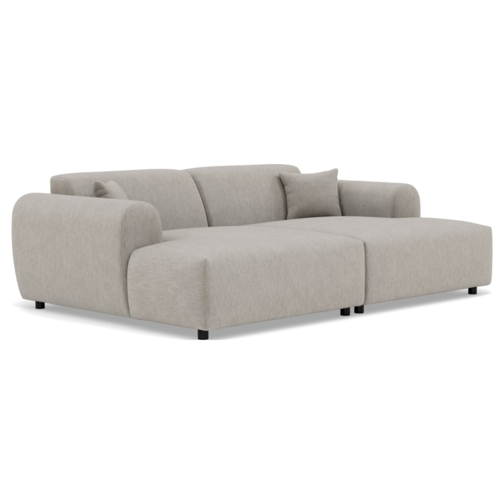 Aumance - canapé droit 4 places avec double méridienne assise profonde en velours texturé - Gris clair
