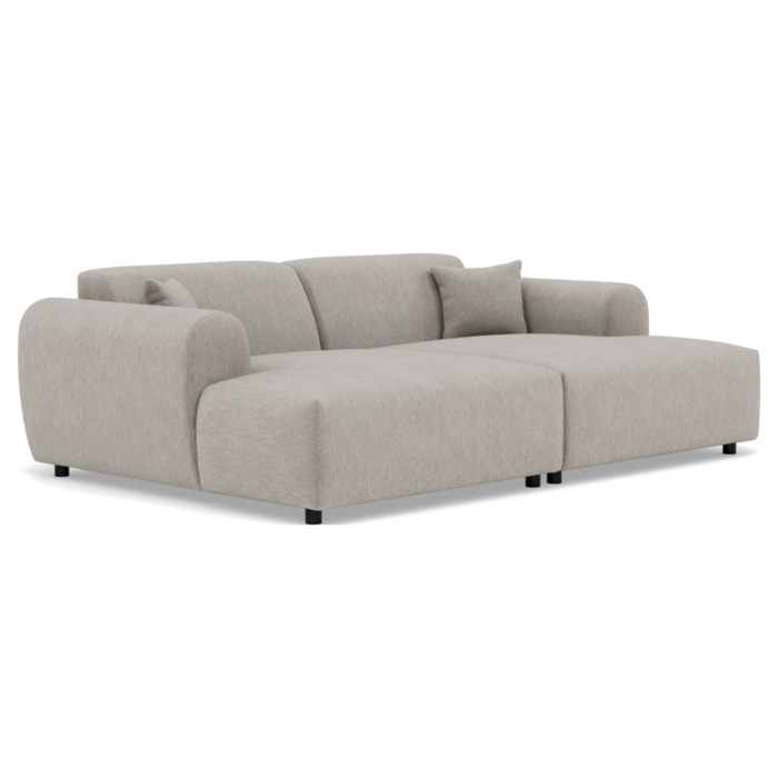 Aumance - canapé droit 4 places avec double méridienne assise profonde en velours texturé - Gris clair