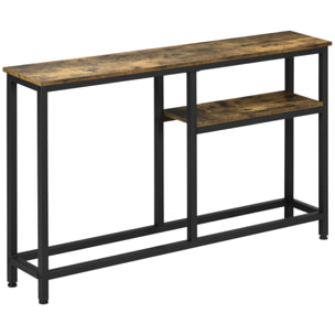 Mesa Consola Industrial Consola de Recibidor con Estantes Abiertos Antivuelco Mueble de Recibidor para Salón Pasillo 120x23x75 cm Marrón