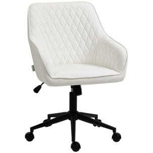 Silla de Oficina Ergonómica Silla de Escritorio Giratoria de Cuero PU con Altura Ajustable y Función de Inclinación para Salón Dormitorio Estudio 59x60x90-100 cm Blanco