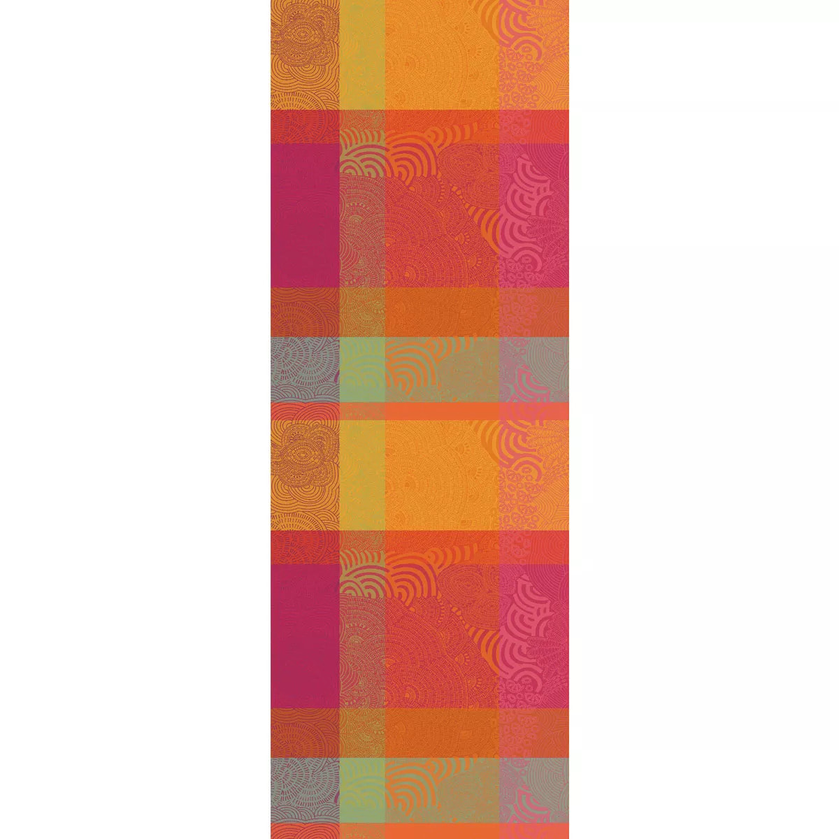 Chemin de table pur coton motif jacquard multicolore Mille rainures flamboyant