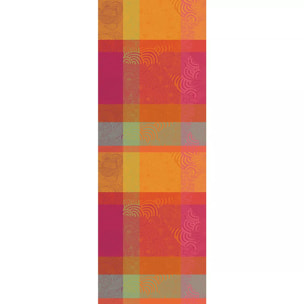 Chemin de table pur coton motif jacquard multicolore Mille rainures flamboyant