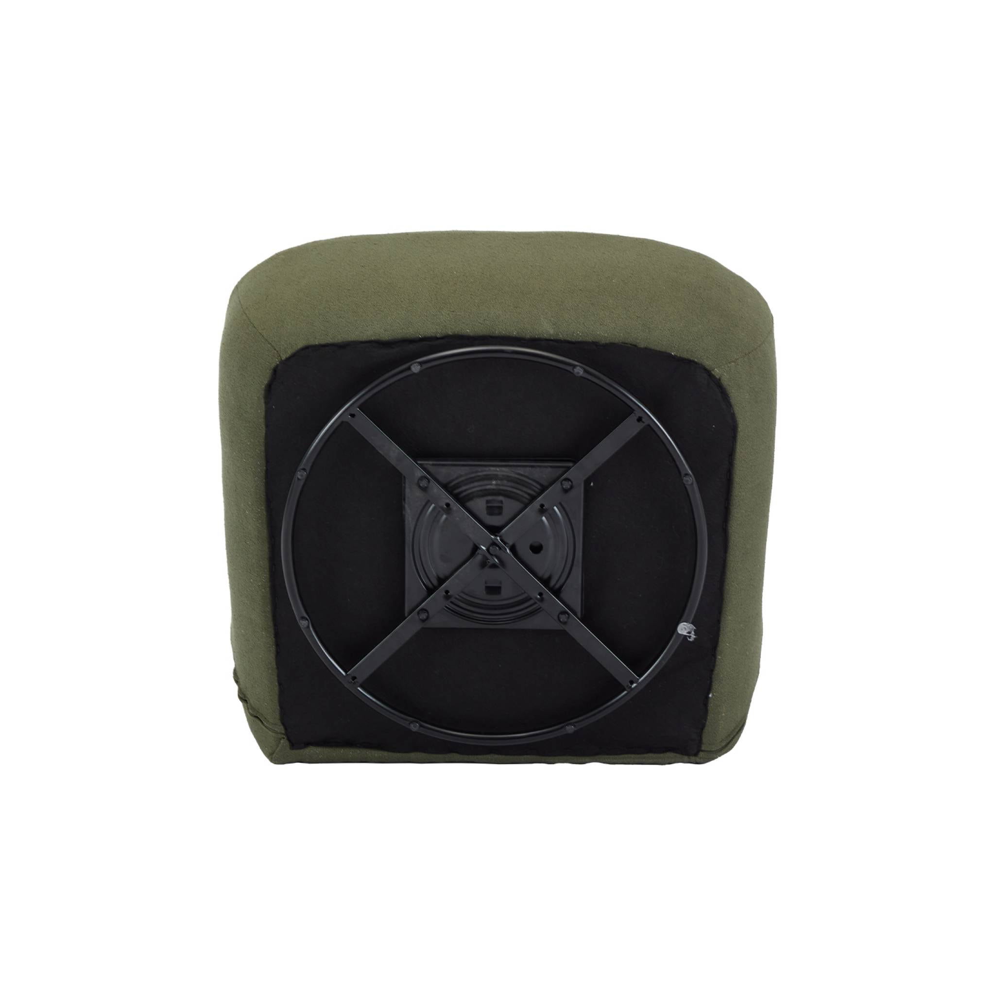 Fauteuil pivotant 360° en bouclette texturée vert kaki foncé . piètement en métal noir mat - SPINO