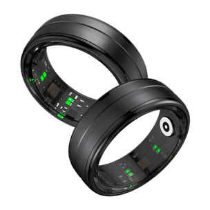 Anillo inteligente Smart Ring Orbyt Talla 8, Diámetro 18,3mm, para Hombre y Mujer, Estuche de Carga, Análisis del Sueño/Pulsometro/Podómetro/Calorías, Impermeable, Android e iOS, Color negro