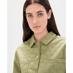 Camicia a maniche corte in twill con logo Jacquard LC