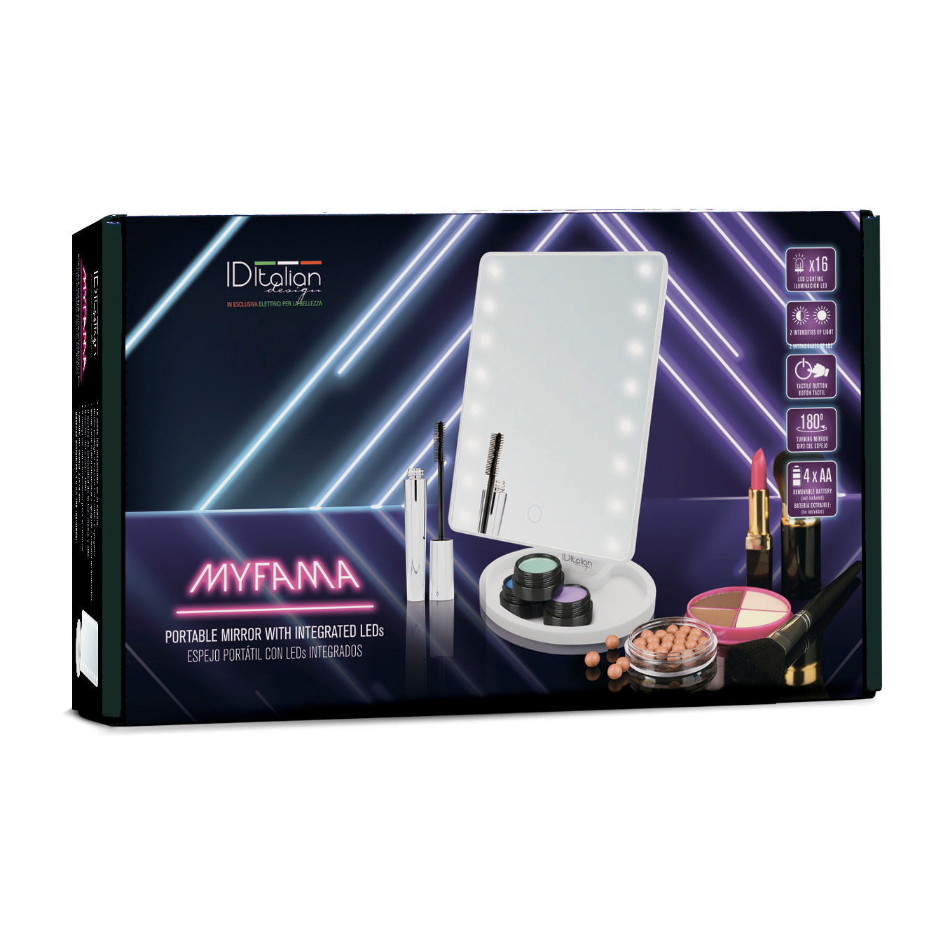 Miroir de maquillage portable avec leds myfama