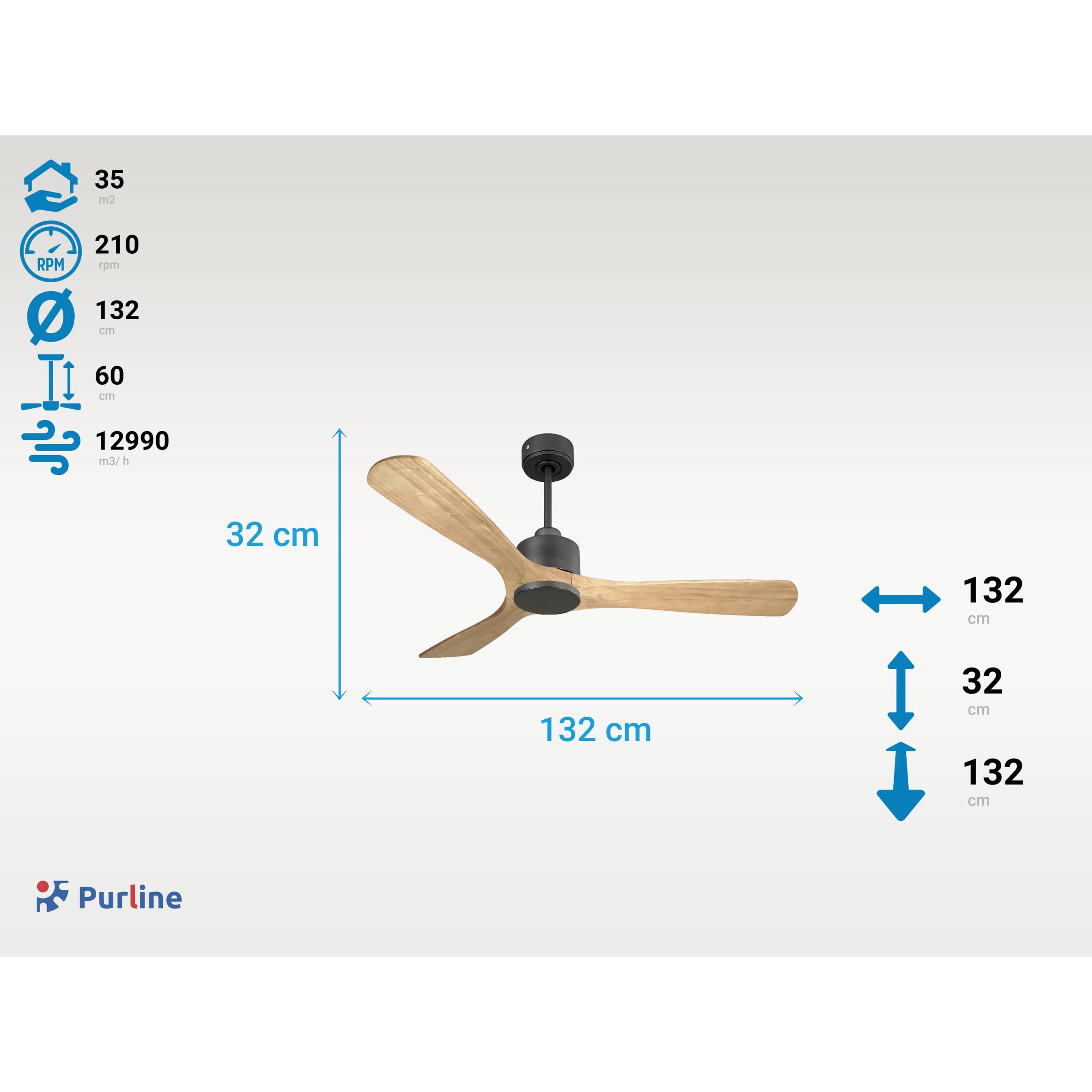 Ventilateur de plafond Réversible  Thermostat Wifi Moteur à courant continu Toits en pente Télécommande Hypersilence Mémoire