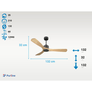 Ventilateur de plafond Réversible  Thermostat Wifi Moteur à courant continu Toits en pente Télécommande Hypersilence Mémoire