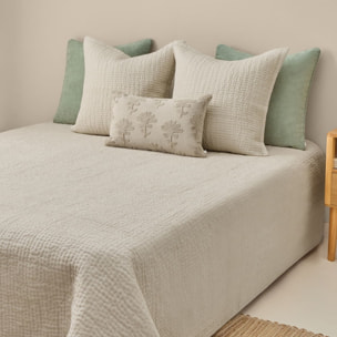 Colcha acolchada pespuntes Groma color marfil crudo 100% Algodón