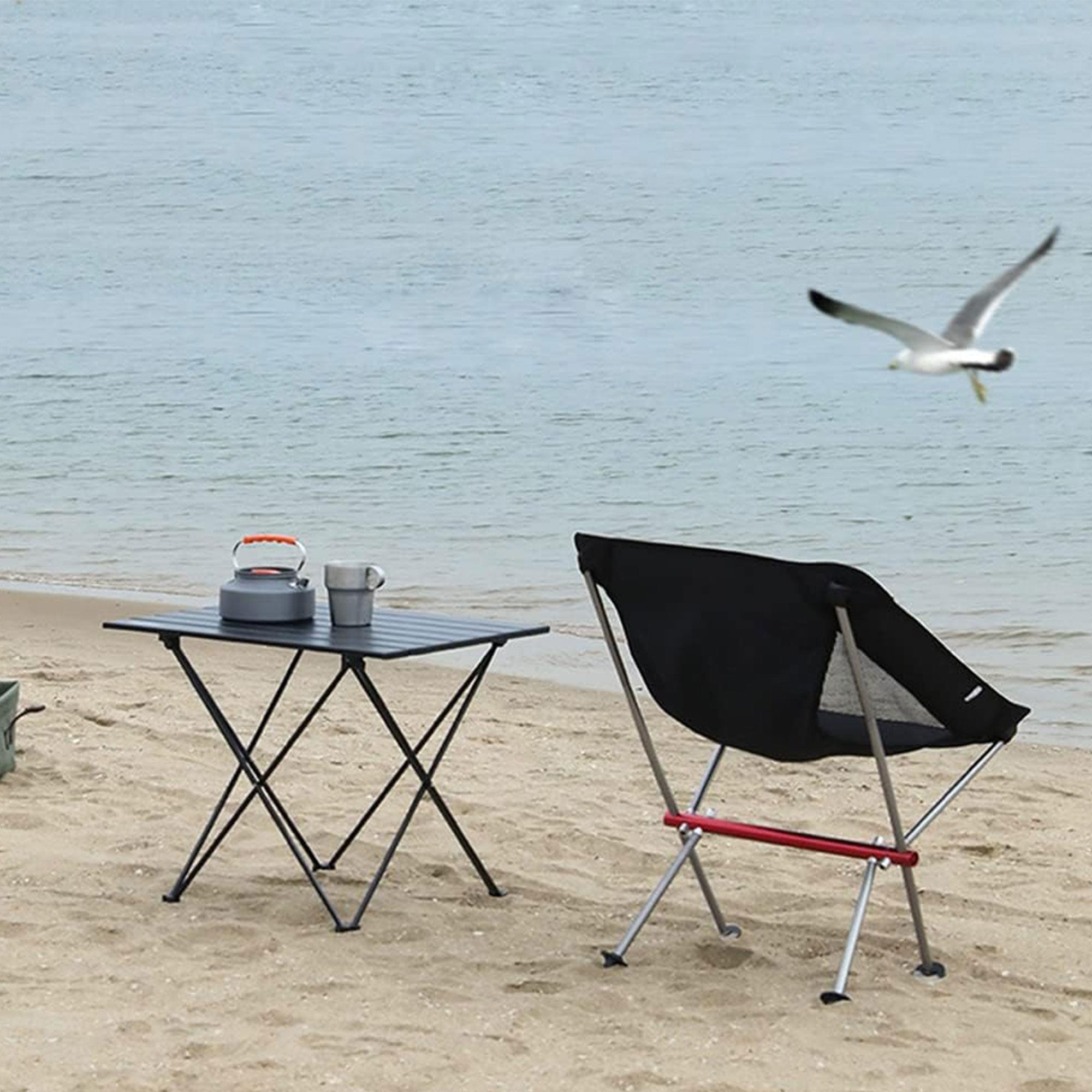 Well Home Mesa Plegable en Metal color Negro 56x40x46cm