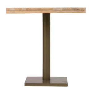 Mesa Comedor Madera Mango Metal Marron 70x70x75 Cm