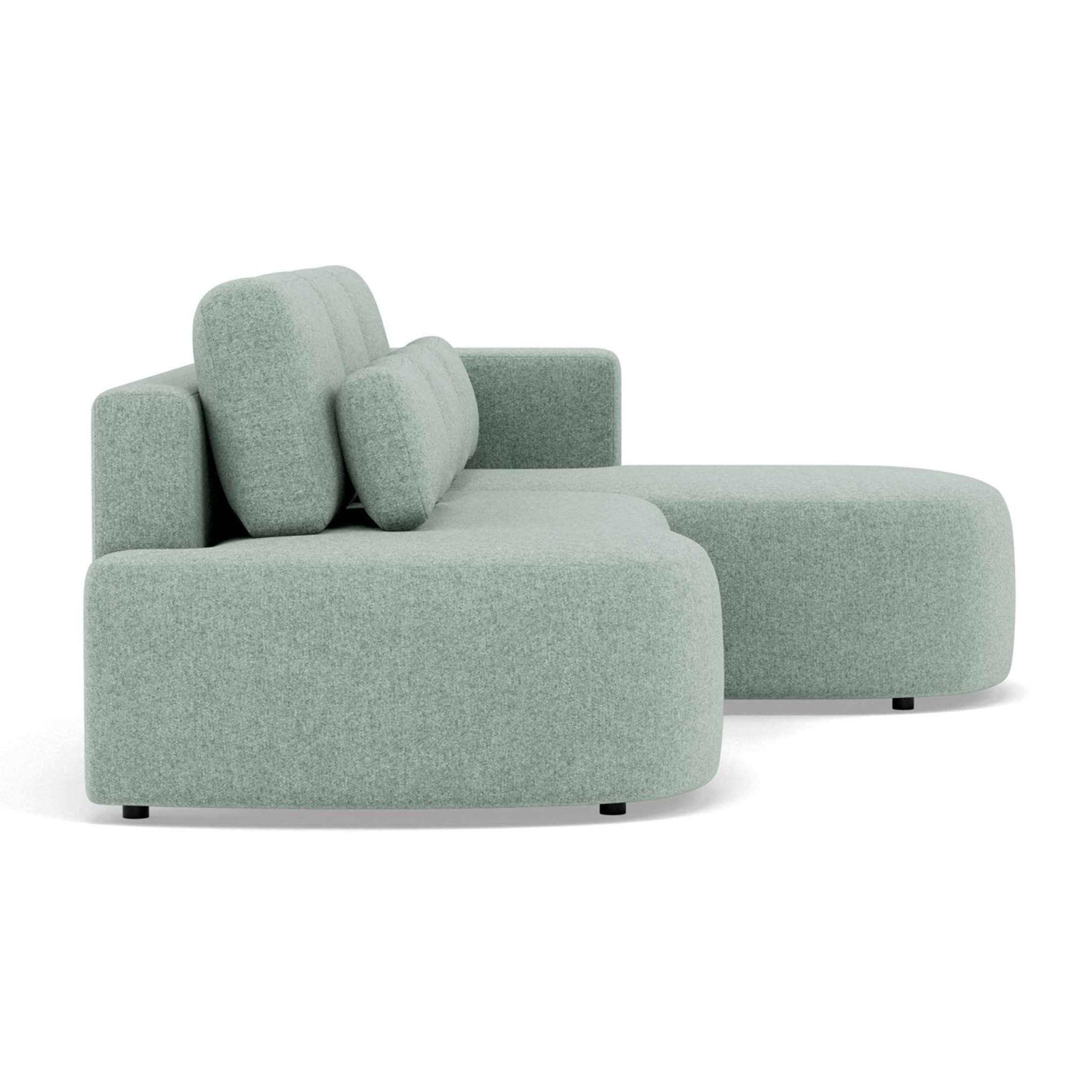 Mahina - canapé d'angle droit 4 places convertible avec coffre en tissu texturé - Bleu