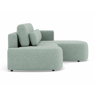 Mahina - canapé d'angle droit 4 places convertible avec coffre en tissu texturé - Bleu