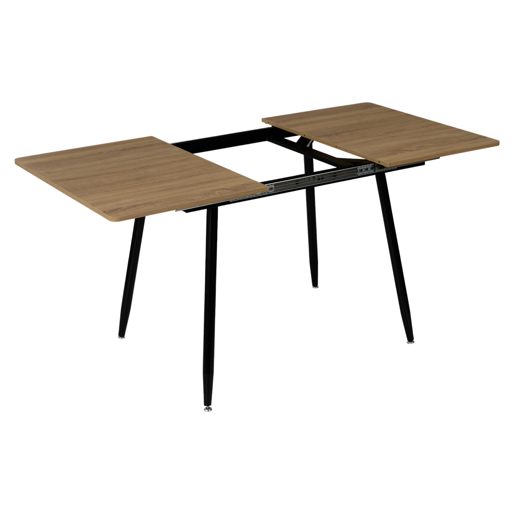 Table Extensible - HOME DECO FACTORY - LOKA - Effet Bois - Pieds Métalliques - Marron et Noir