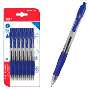 SET DI 12 PENNE RITRAIBILI BLU PUNTA 1.0 mm