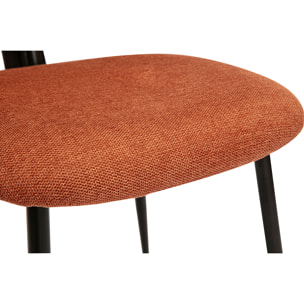 Chaises en tissu effet velours texturé terre brûlée et métal noir (lot de 2) ATRIUM