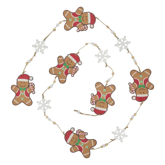 Guirlande pain d'épice l.1,8m bois assorti