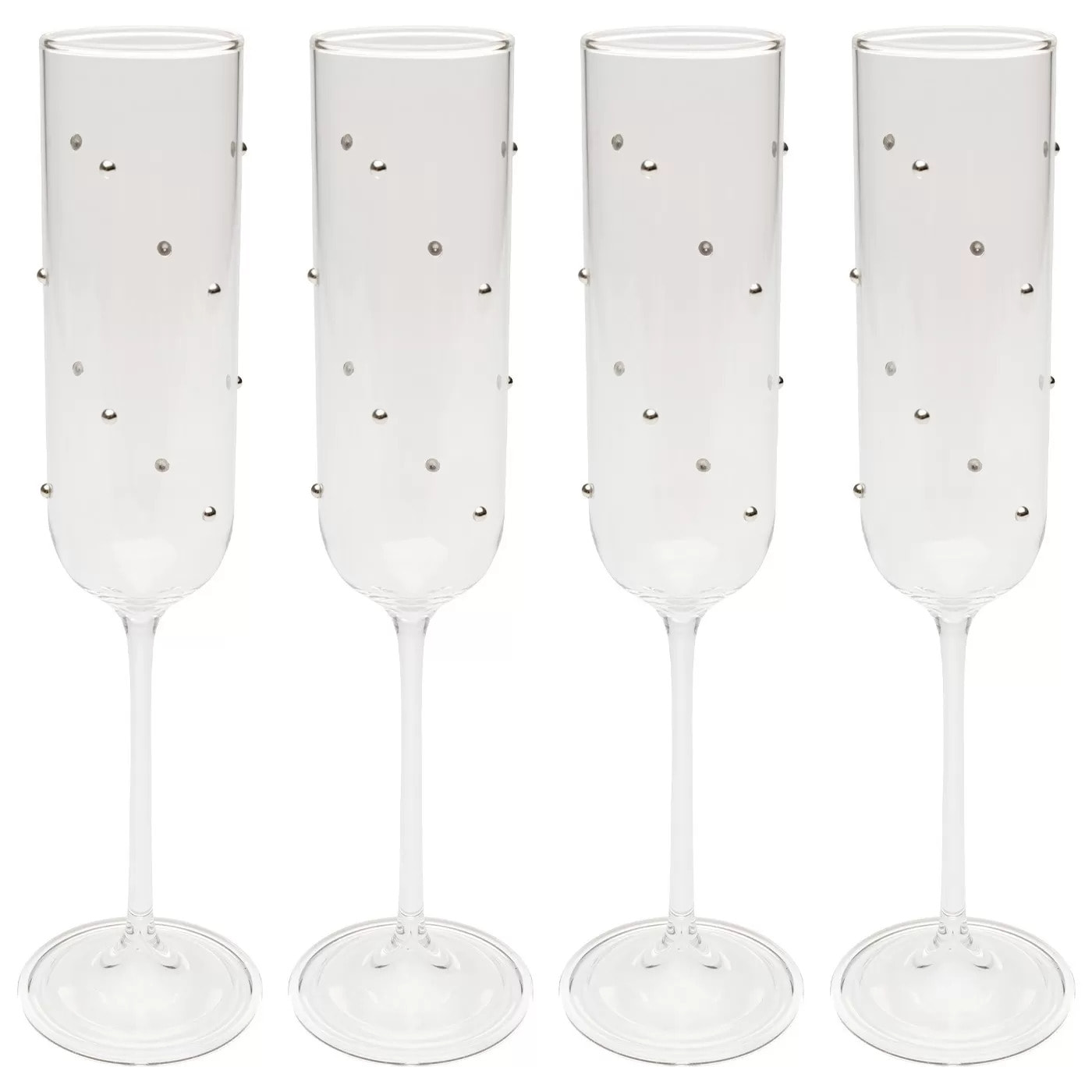 Flûtes à champagne Glam Dots argentées set de 4 Kare Design