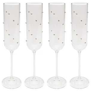 Flûtes à champagne Glam Dots argentées set de 4 Kare Design