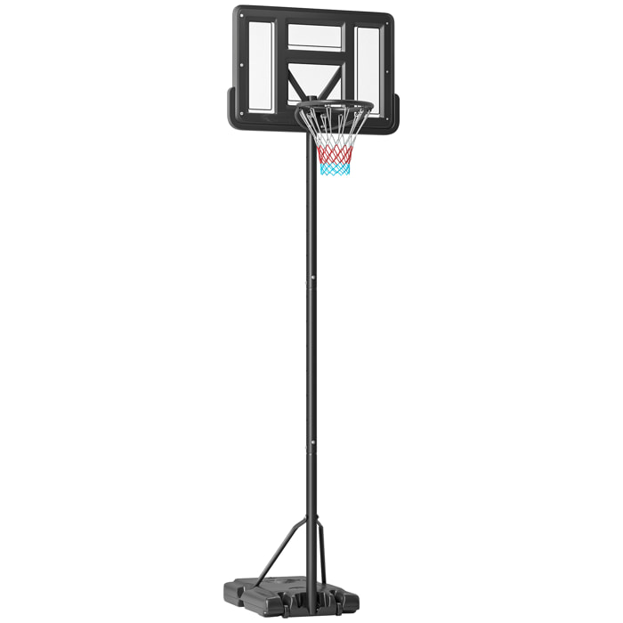 Canasta de Baloncesto de Exterior 2 en 1 con Altura Ajustable 230-305 cm Aro de Baloncesto para Piscina con Soporte Canasta de Baloncesto con Ruedas Base Rellenable Negro