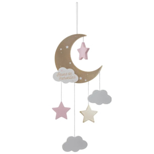 Suspension enfant "Lune" bois rose H46,5cm