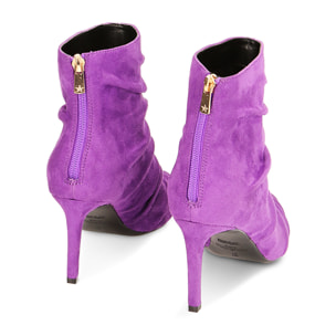 Stivaletti viola in microfibra, tacco 12 cm