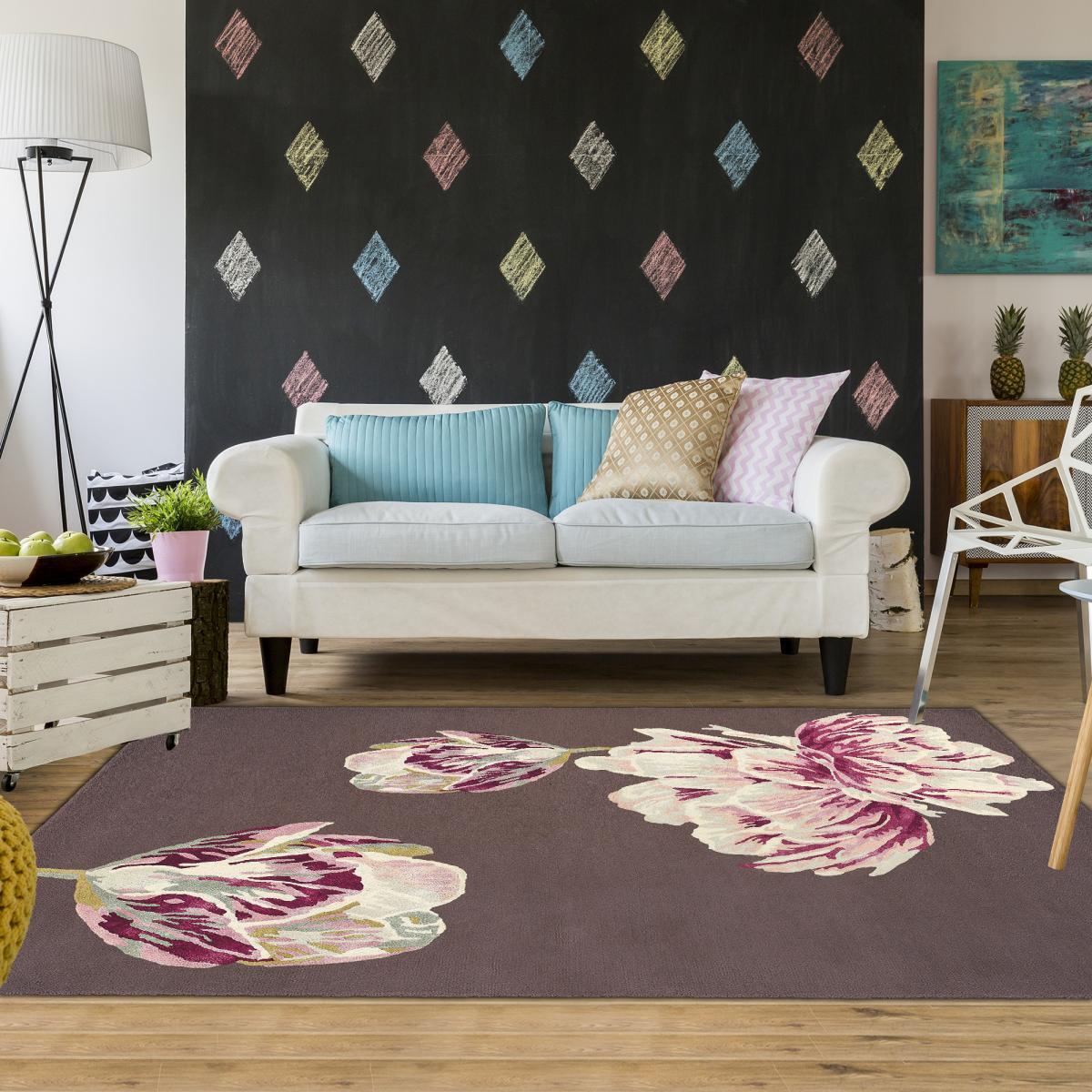 Tapis salon et chambre fait à la main en laine motif floral ULHA