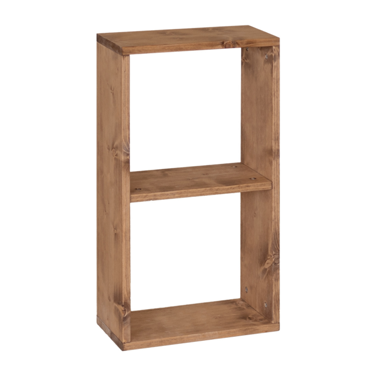 Estanteria de madera maciza en tono roble oscuro con 1 estante Alto: 74 Largo: 40 Ancho: 20