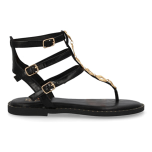 Sandalias planas para mujer, comodas y elegantes, diseño moderno con multiples correas y detalles metalicos