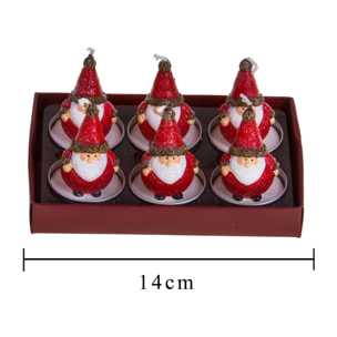 Tealight Babbo Natale 6 Pz - Pezzi 2 - Colore Rosso - 13,8x6,2Hx9,5cm - Bianchi Dino