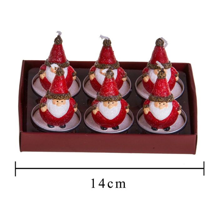 Tealight Babbo Natale 6 Pz - Pezzi 2 - Colore Rosso - 13,8x6,2Hx9,5cm - Bianchi Dino