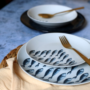 Service de table 60 pièces en porcelaine blanche PESCARE