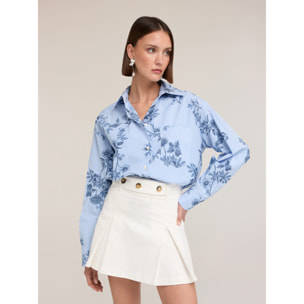 Motivi - Camisa oversize a rayas con estampado floral - Light - blue