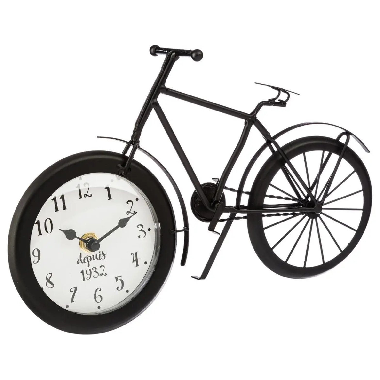 Horloge vélo à poser - métal - noir - H18 cm