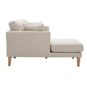 Canapé d'angle gauche scandinave en tissu beige déhoussable et bois clair 3-4 places OSLO