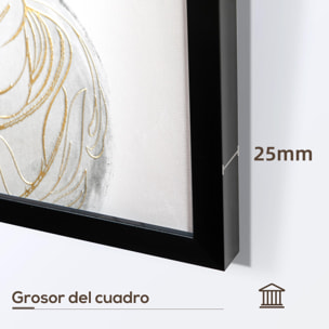 HOMCOM Cuadro en Lienzo Buda 83x83 cm con Textura Dorada Impresión Artística Cuadro de Pared para Decoración en Dormitorio Salón Cocina Multicolor