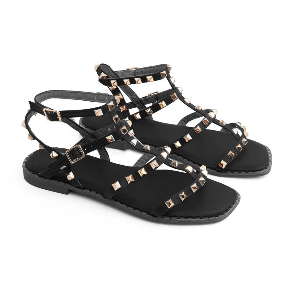 Sandalo gladiator con borchie - NERO