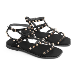 Sandalo gladiator con borchie - NERO