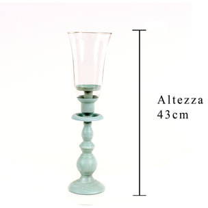 Candeliere. Altezza 43 Cm - Pezzi 1 - 11,8X43X11,8cm - Colore: Blu - Bianchi Dino - Decori Casa E Complementi