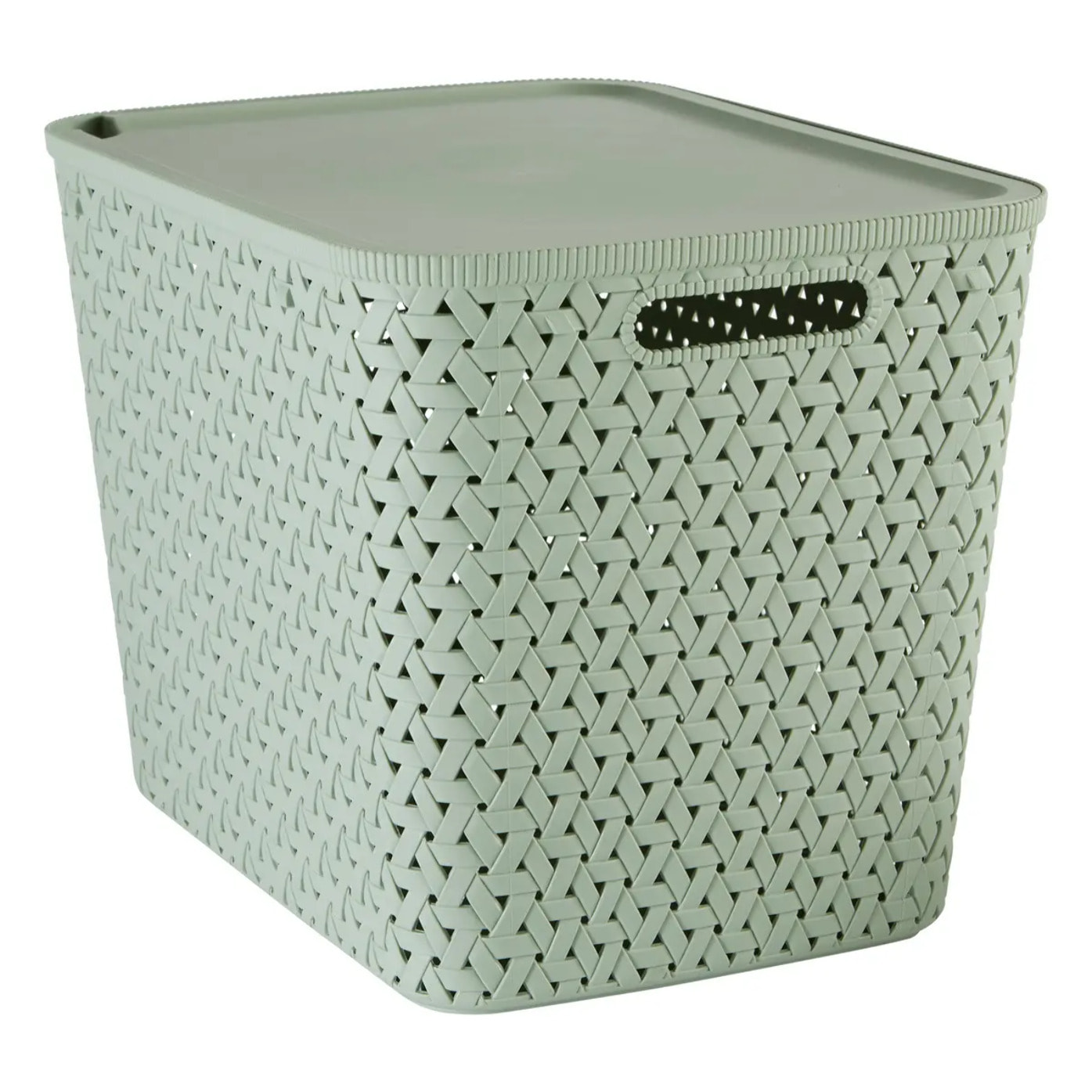 Panier "Tressy" en plastique sauge 28L